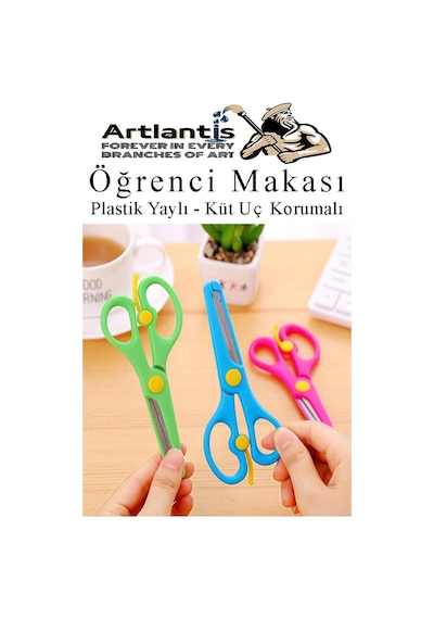 Mavi Öğrenci Makası 1 Adet Plastik Yaylı Küt Uç Korumalı Okul Makası Çocuk Makası Okul Öncesi Kreş Ana Sınıfı