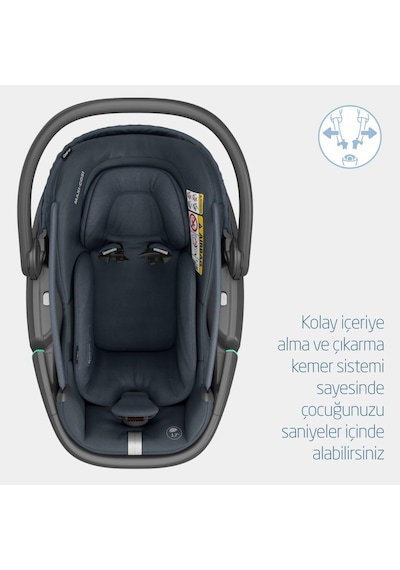 Maxi-Cosi Coral 360 Dönebilir Isofix Bazalı 2'si Bir Arada Ana Kucağı ve Oto Koltuğu Essential Graphite