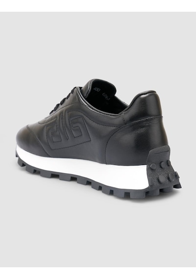 %100 Hakiki Deri Siyah Kadın Sneaker Siyah