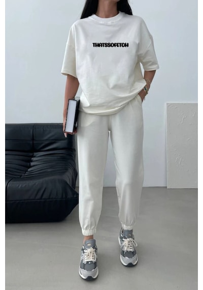Thatssofetch T-shirt Eşofman Altı Jogger - Beyaz Baskı Alt Üst Eşofman Takımı Oversize Bisiklet Yak Fullbeyaz Thatssofetch T-shirt Eşofman Altı Jogger - Beyaz Baskı Alt Üst Eşofman Takımı Oversize Bisiklet Yak Fullbeyaz