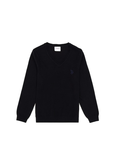 U.S. Polo Assn. Kız Çocuk Siyah V Yaka Basic Kazak 50294198-VR046