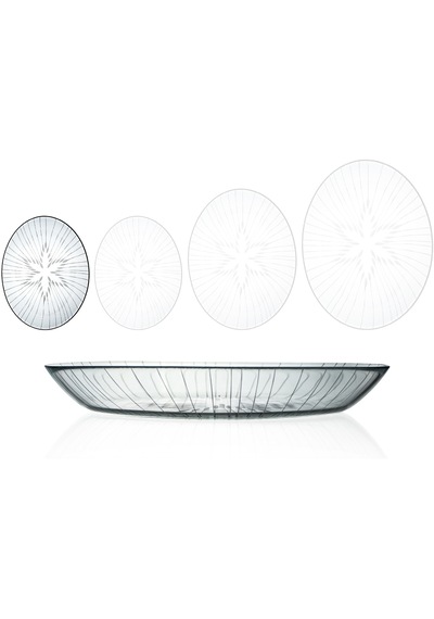 Decocia 2 Adet 25cm Oval Cam Salata Sunum Tabağı Vega Desenli