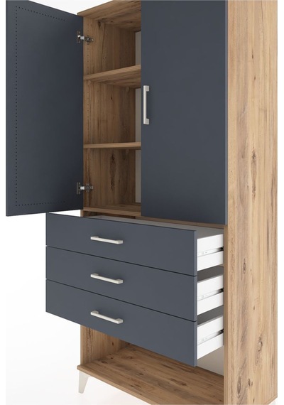 Hyperion Dolap 3 Raflı 3 Çekmeceli 2 Kapaklı 88x44x195 Çam-antrasit Atlas Çam Hyperion Dolap 3 Raflı 3 Çekmeceli 2 Kapaklı 88x44x195 Çam-antrasit Atlas Çam