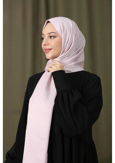 Flora Tekstil Abiye Parlak Bambu İpek Şal Pudra Pembe