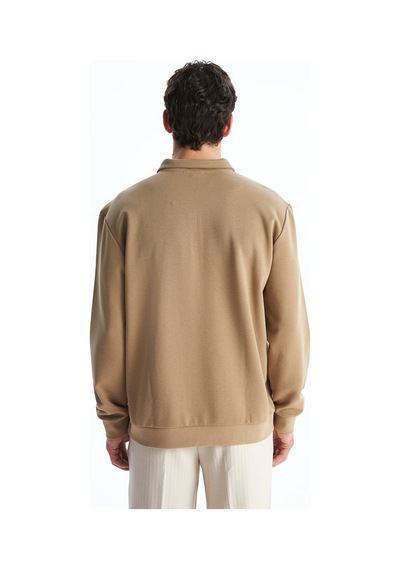 Lcw Vision Bej Dik Yaka Erkek Sweatshirt