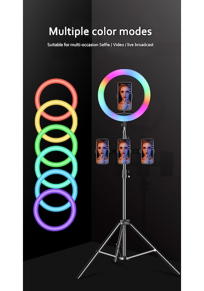 14" Rgb Ring Light Güzellik Salonu Ortam Işığı Yayıncı Işığı Ring Light Sürekli Aydınlatma 2 M Stand Rgb