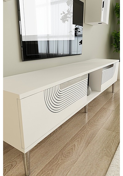 Tvr1502bs Meyra Tv Ünitesi Takımı Beyaz-sılver 150cm Beyaz - Gümüş