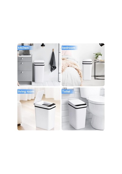 Banyo Akıllı Fotoselli Çöp Kovası, 2,2 Galon Otomatik Hareket Sensörü Kapaklı Çöp Kovası, Mutfak, Ofis, Oturm Diğer