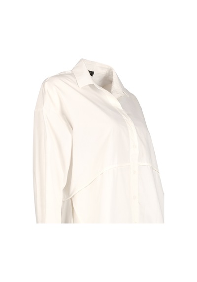 Ysatis Minimalist Oversize Uzun Kol Gömlek Yaka Kadın Gömlek Beyaz
