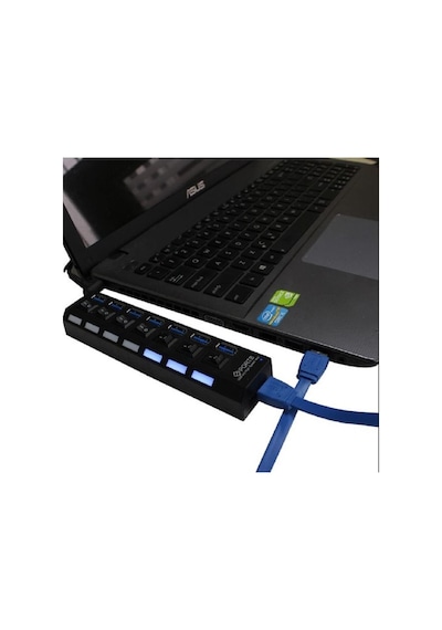 Yenilzd 7 Port Adaptörlü Usb Hub Çoklayıcı Usb 3.0 On Off Tuşlu