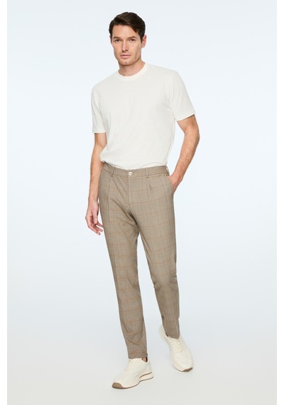 Morven Erkek Kahve Poliviskon Trend Ekoseli Slim Fit Pantolon 26ms003026400 Kahve