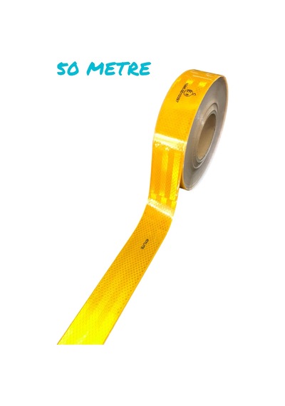 Tüvtürk Onaylı Reflektör Fosforlu Düz Şerit Bant Sarı 50 Metre E8 Belge