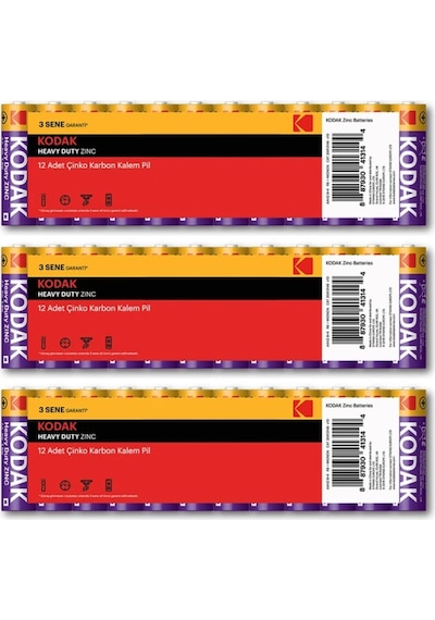 Kodak 12x3 36 Adet Çinko Karbon Kalem Pil - Ekonomik Paket