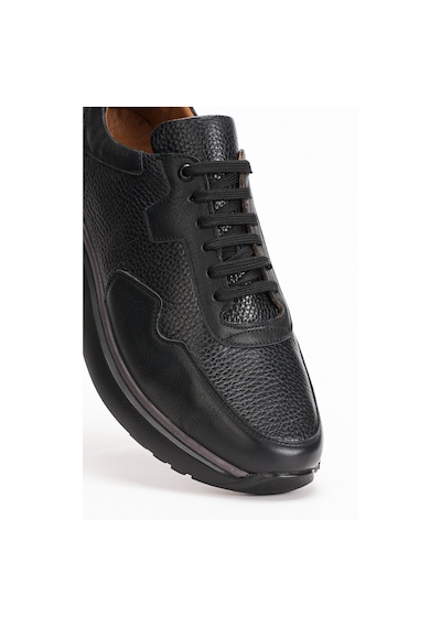 Fame Step Hakiki Deri Erkek Yürüyüş Ayakkabısı Casual Comfort Bağcıklı Ortopedik Günlük Rahat Taban Siyah Sneaker Palermo
