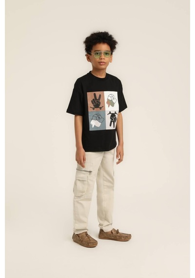 Jack Lions Erkek Çocuk Baskılı Tshirt Siyah