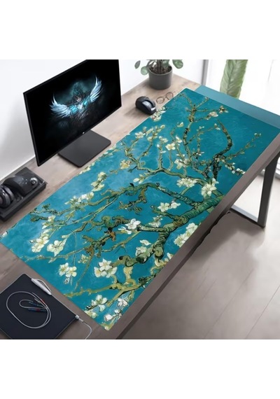 Van Gogh Desenli Masa Pedi 60x30 Cm 3 Mm Kaymaz Tabanlı Desk Mat Kumaş Mouse Pad Ofis Home Office İçin Geniş Pürü