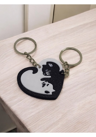 Kedi Severler İçin Özel Çift Tasarım Anahtarlık