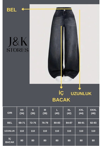 J&kstores Baggy Salaş Pocket Bol Paça Retro Görünümlü Jean Pantolon Gri