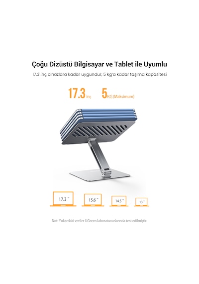 Ugreen Yükseklik Ve Açı Ayarlı Alüminyum Tablet Notebook Standı, 40291