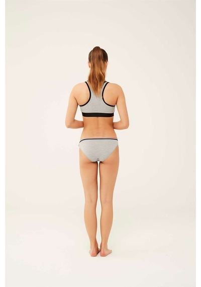 U.S. Polo Assn. Kadın Beyaz - Mavi Melanj - Gri Melanj 3 Lü Slip 66271 Mavi