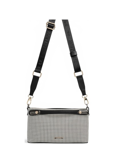 Silver & Polo Silver Polo Siyah - Siyah Kaz Ayağı Ekose Kadın Çapraz Çanta Sp1288