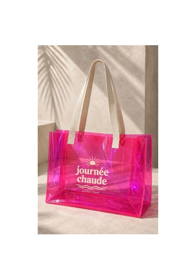 Hig Home Su Geçirmez Şeffaf Plaj Çantası Büyük Boy Kadın Deniz Havuz Omuz Çantası Pvc Şeffaf Çanta Beach Bag Pembe
