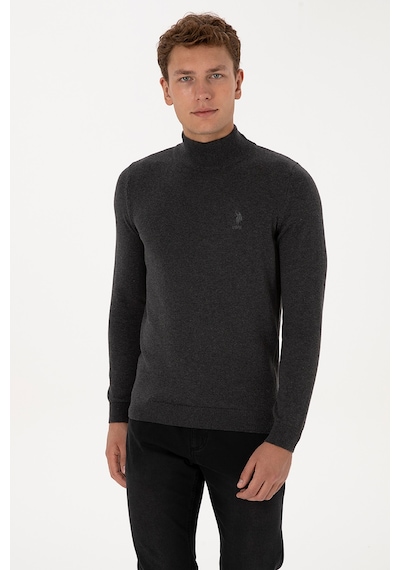 U.S. Polo Assn. Erkek Slim Fit Yarım Boğazlı Antrasit Melanj Basic Kazak 50307783-VR081 U.S. Polo Assn. Erkek Slim Fit Yarım Boğazlı Antrasit Melanj Basic Kazak 50307783-VR081
