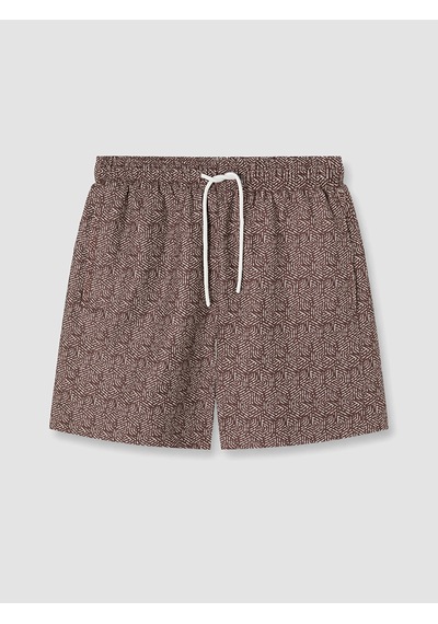 Lcw Swımwear Kırmızı Kısa Boy Desenli Erkek Deniz Şortu