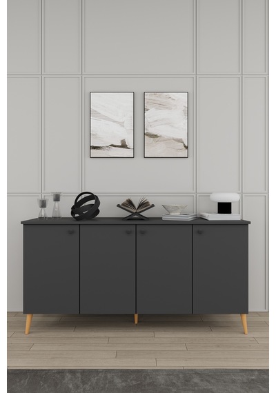 Lüks Yemek Odası Takımı 3 Parça %100 Mdf Konsol Yemek Masası Tv Ünitesi Yt03 Antrasit Lüks Yemek Odası Takımı 3 Parça %100 Mdf Konsol Yemek Masası Tv Ünitesi Yt03 Antrasit