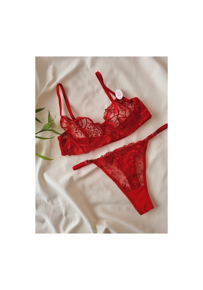 Demirsa Boutique Kırmızı Dantelli Bralet Takım Sütyen&tanga Kırmızı