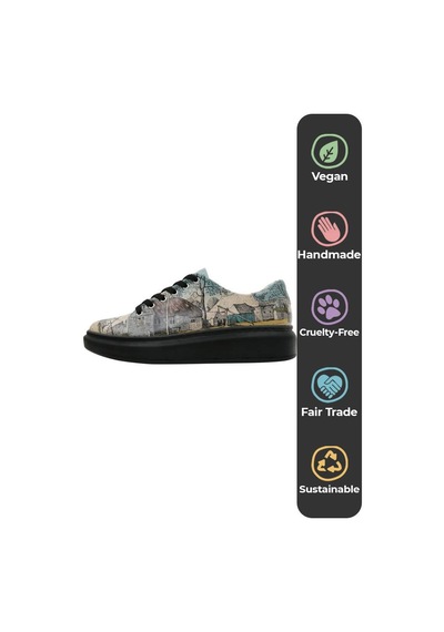 Kadın Vegan Deri Mavi Sneakers - Back İn Town Tasarım Çok Renkli