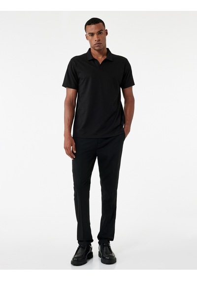 Koton Regular Fit Kısa Kollu Pike Kumaş Pamuklu Polo Yaka Tişört Siyah 6wam10027mk Siyah