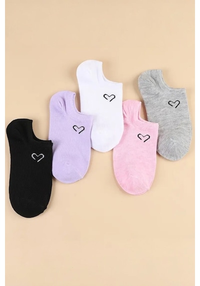 Hitit Socks Kadın 5 Çift Premium Sıkmayan Nefes Alan Babet Çorap Çok Renkli Asorti
