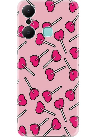 Infinix Hot 20 Play Kılıf Resimli Desenli Baskılı Silikon Heart Lollipop 1414