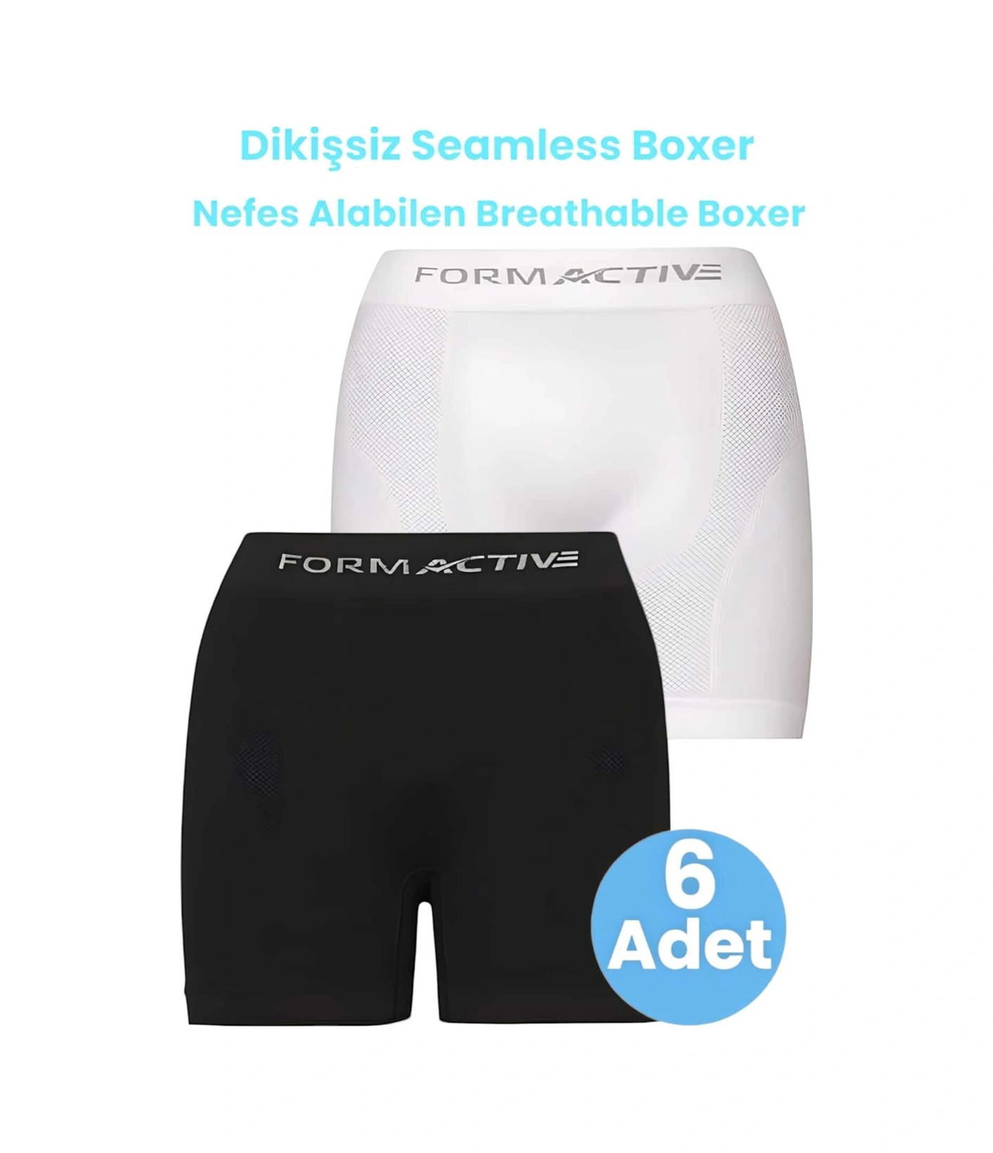 Tezzgelsin Erkek Dikişsiz/seamless Nefes Alabilen Boxer 6 Adet Beyaz - Siyah