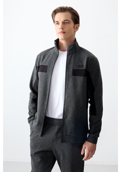 Tommy Life Antrasit Melanj Yüzeyi Dokulu Standart Fit Nakışlı Erkek Eşofman Takım - 85248 Antrasit - Melanj Antrasit  Melanj