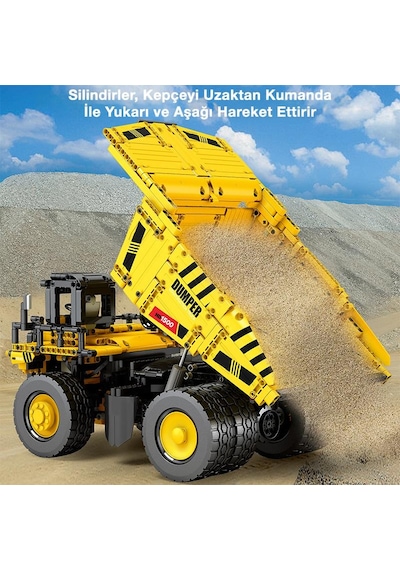 Reobrix Technic 22025 Damperli Kamyon Kumanda&motorlu Yaratıcı Yapı Blok Seti Building Blocks Dump Truck - 1622 Parça