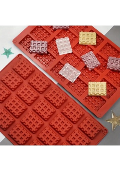 Silikon Waffle Kalıbı, Çikolata Kalıbı, Bisküvi Kalıbı Ve Kurabiye Kalıbı Mini Kare Kahverengi