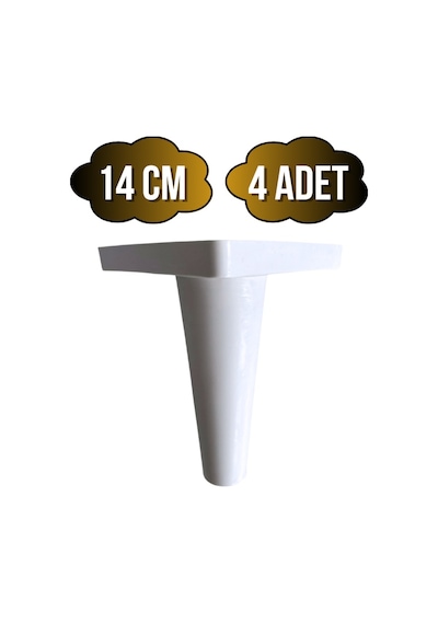 Rüzgar Plastik 14cm Ayak Mobilya Masa Ve Dolap Ayağı 14cm Beyaz 4 Adet Beyaz