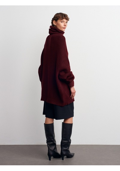 Dilvin 2268 Balıkçı Yaka Geniş Kazak-koyu Bordo Koyu Bordo
