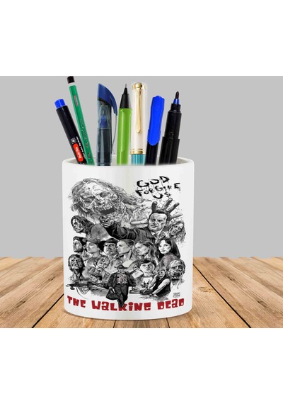 The Walking Dead Karakalem Kaktüs Sukulent Saksı Kalemlik