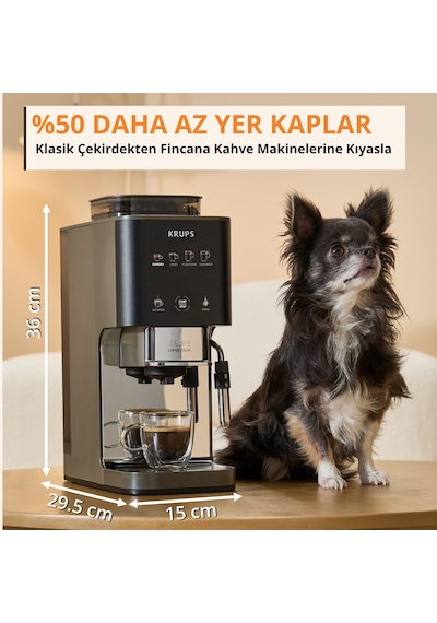 Krups Coffee Crush Experience Tam Otomatik Çekirdekten Fincana Espresso Kahve Makinesi -