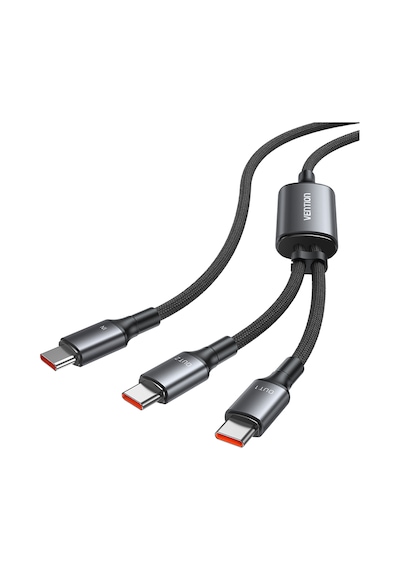 Vention 140w Çift Type-c Çıkışlı 5a Alüminyum Alaşımlı Örgülü İkili Hızlı Şarj Kablosu 1,3m - Siyah