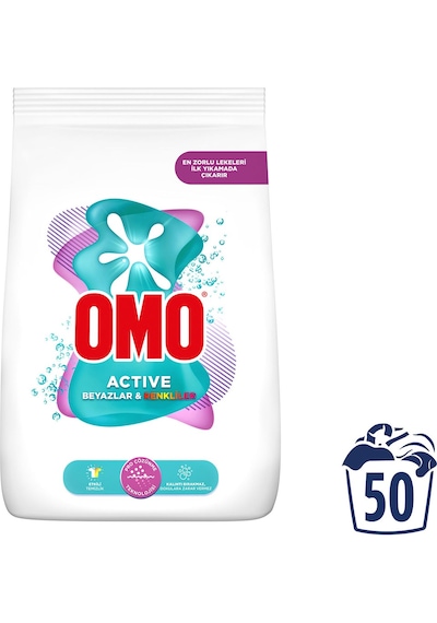 Omo Active Beyazlar ve Renkliler Toz Deterjanı 150 Yıkama 3 x 7500 G