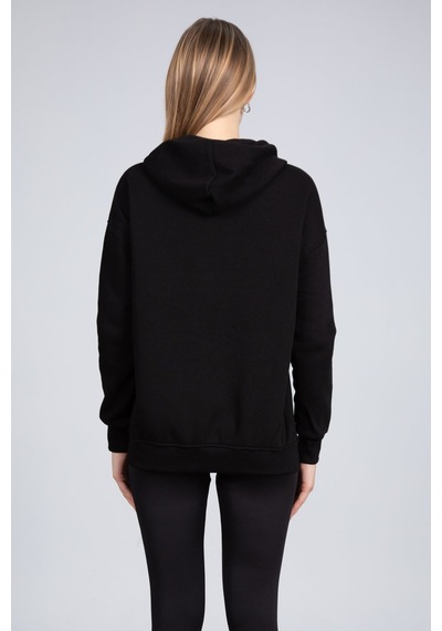 Barrels And Oil Kapüşonlu Fermuarlı Sweatshirt - Siyah-Siyah