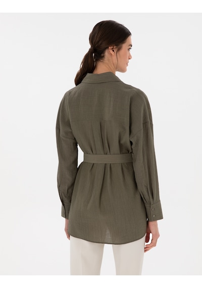 Pierre Cardin Kadın Haki Gömlek Desenli 50306501-vr027 Haki