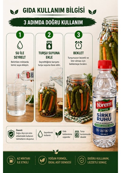 Gülçehre Yörem Afyon Doğanın Saf İksiri Konsantre Sirke Ruhu Asetik Asit 300ml.