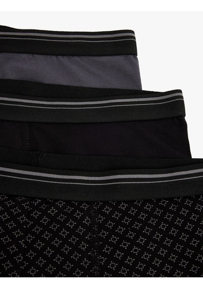 Koton Pamuklu Regular Fit 3'lü Boxer Seti Antrasit Desenli 6wlm90019mk Antrasit Desenli