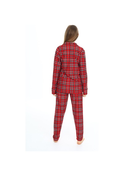 Kız Çocuk Ekose Pijama Takımı 12164 Bordo