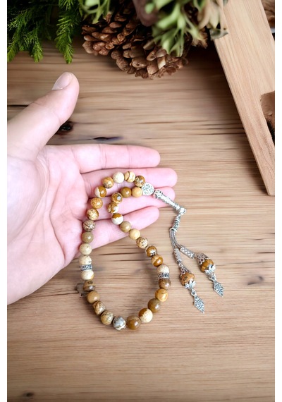 Odun Jasper 33'lük 8 Mm Doğal Taş Tesbih Odun Jasper Odun Jasper